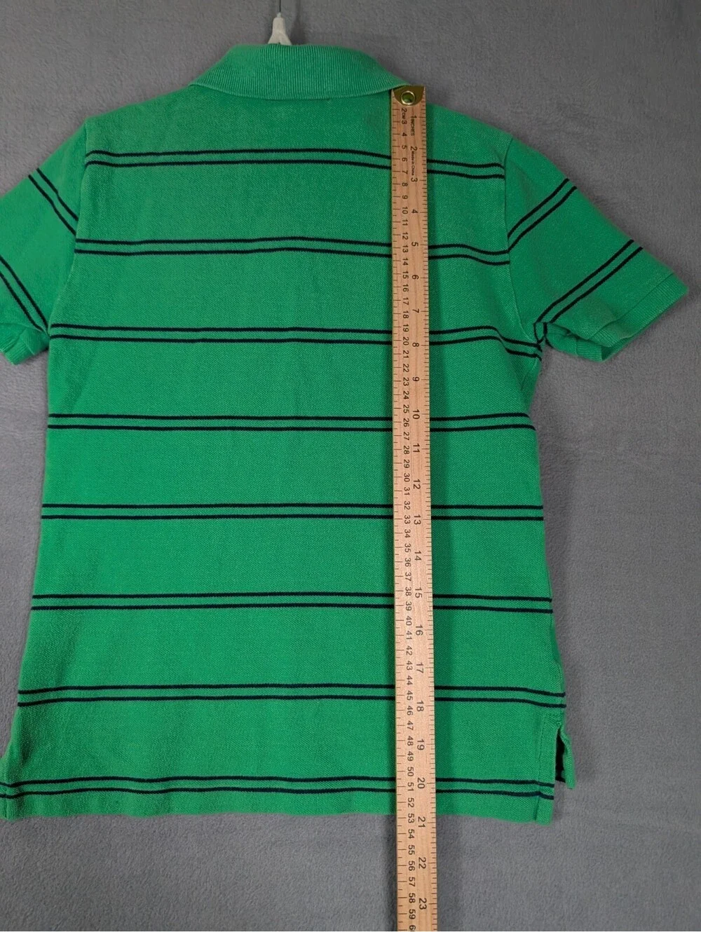 Polo Ralph Lauren Boys M 10/12 Green Striped Cotton Mesh Polo Shirt Preppy VTG